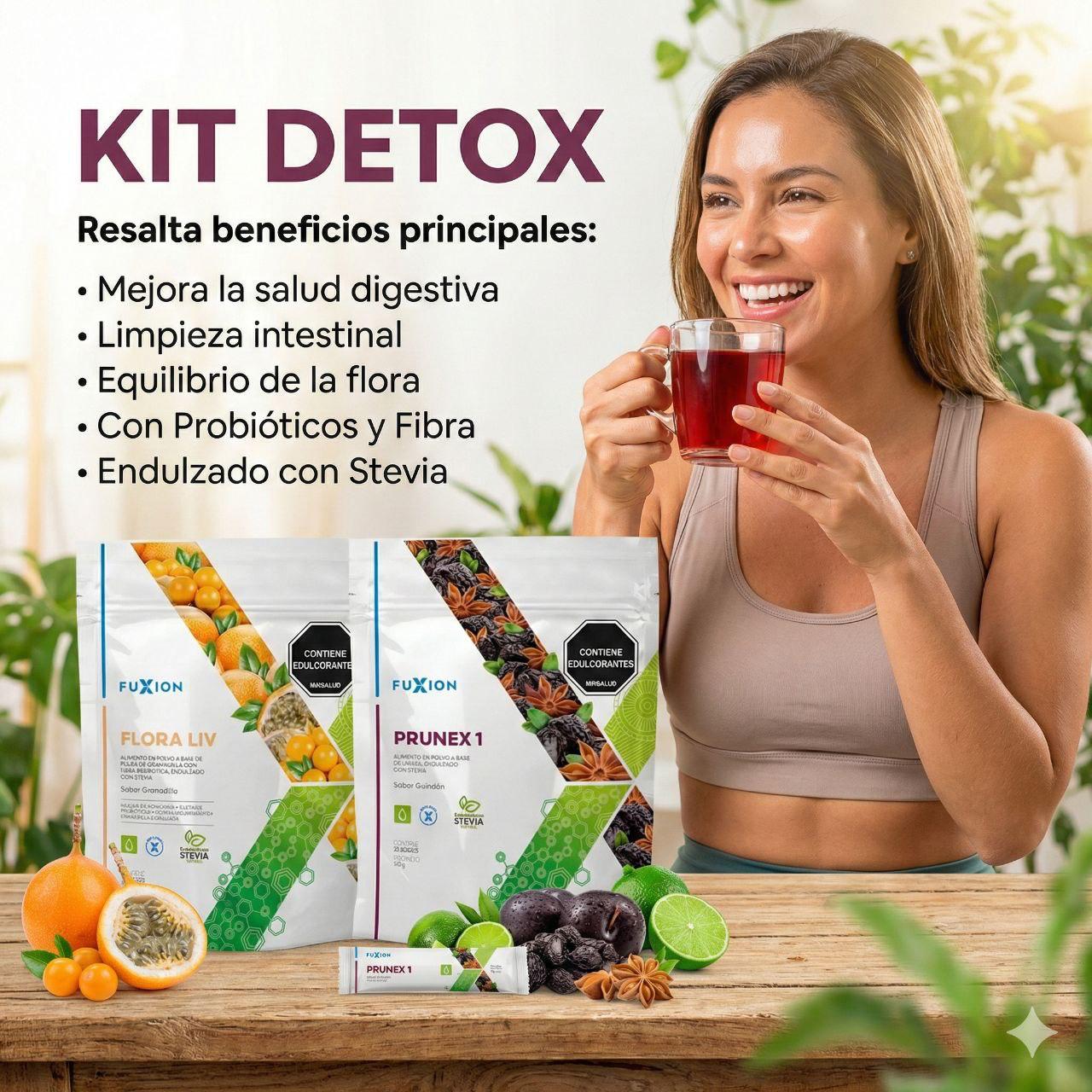 Kit Detox FuXion - Pack Flora Liv y Prunex1 limpieza intestinal probioticos