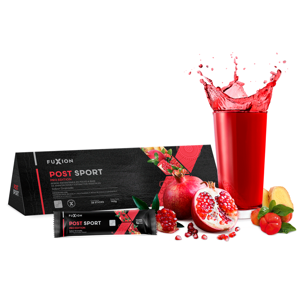 Post Sport FuXion - recuperacion muscular BCAAs glutamina agua de coco